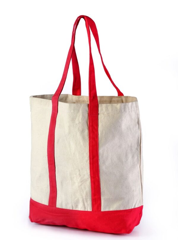 Canvas Beach Bag Red Handle