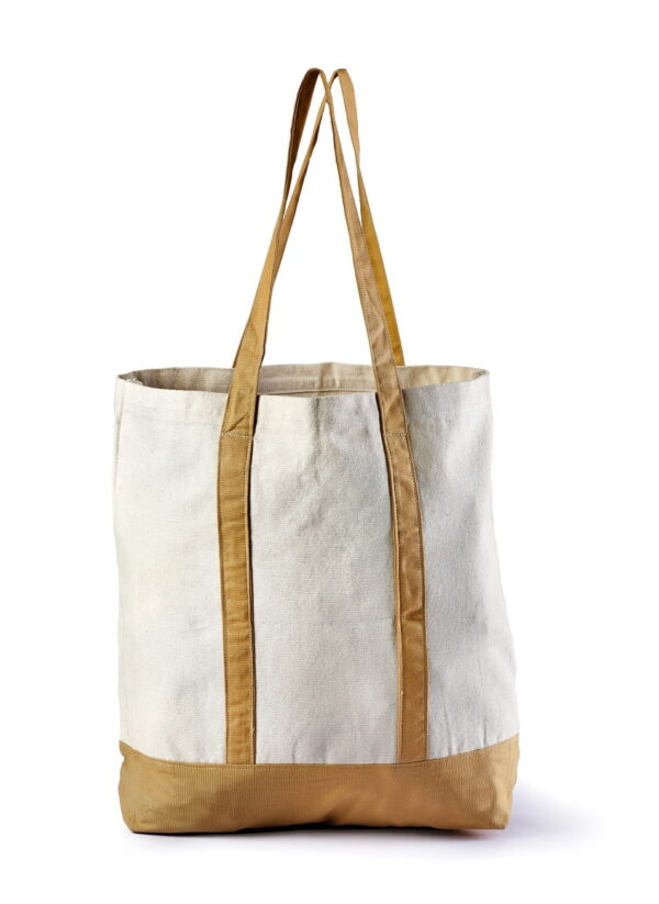 Canvas Beach Bag With Brown Handle