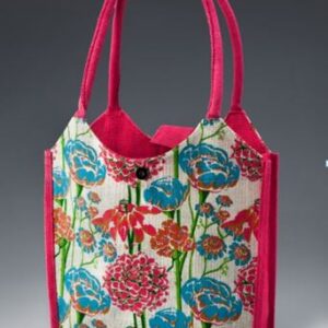 Jute Fashion bag Colorful Flowers Printed
