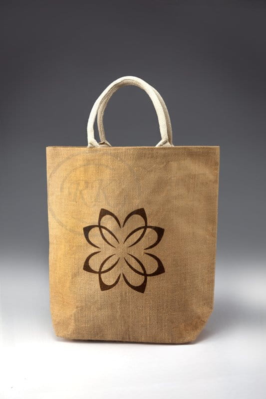 Personalised Jute Promotional Tote Bags with Short Cotton Handles